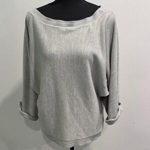🔵 Soho Jeans NY & CO. Relaxed Fit Wide Neck Gray Batwing Sweater Size Medium